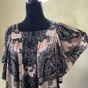 Michael Kors Sheeny, Black & Gold Printed Blouse, Size-S/P.